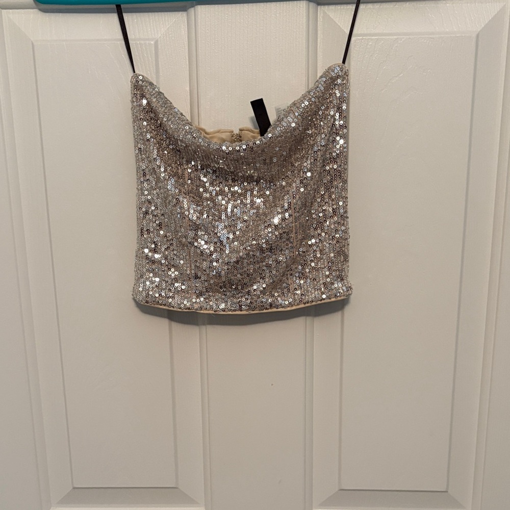 Divided Silver Sequin Camisole